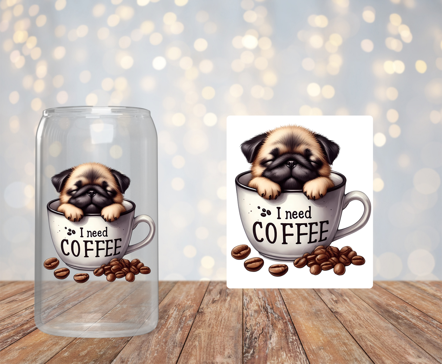 Need Coffee Little Doggy Sticker