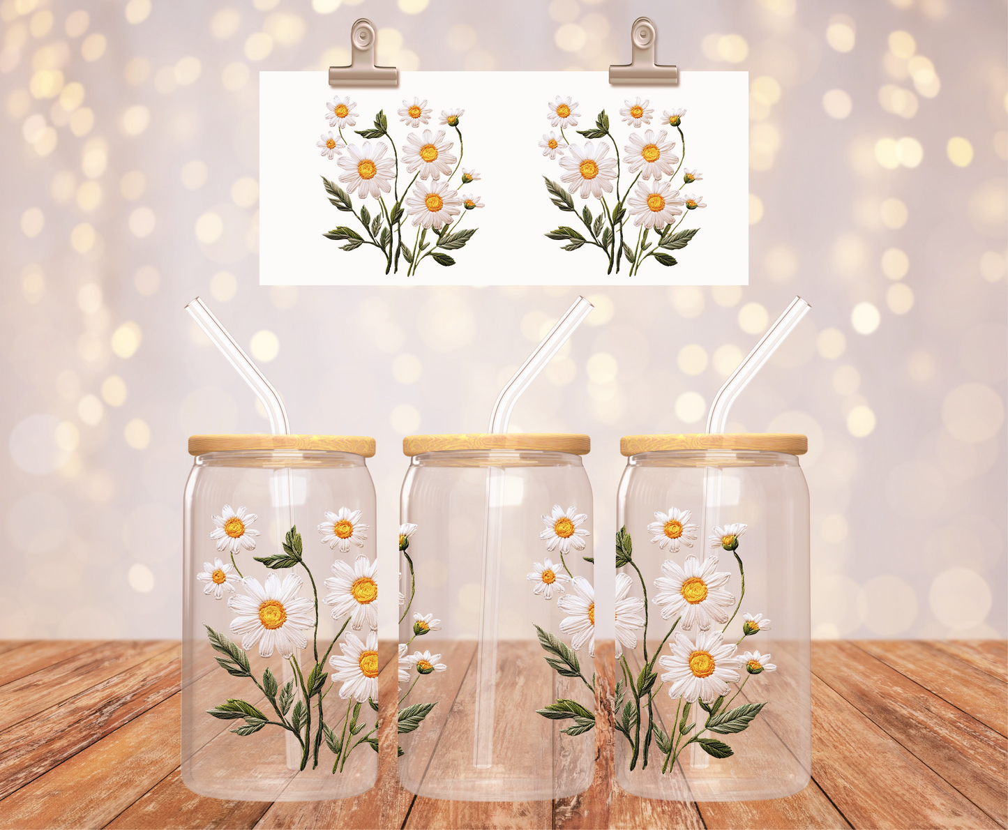 White Daisy Cross Stitch Sticker