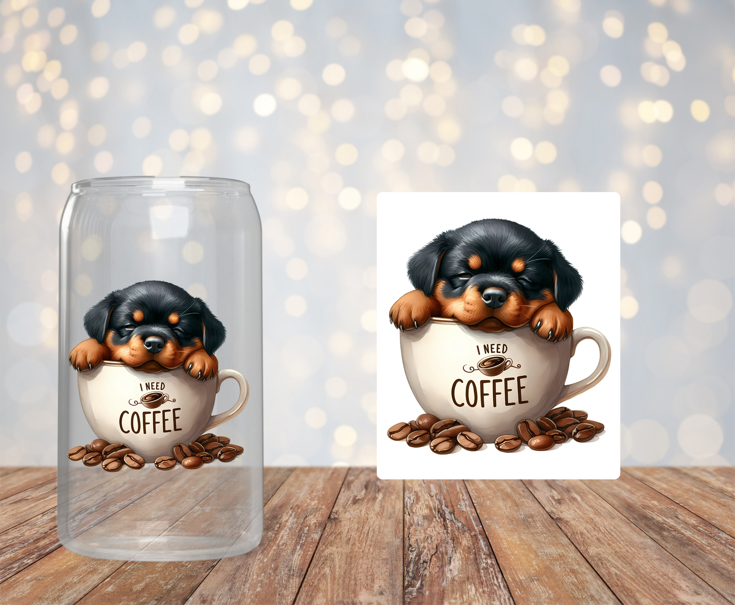 Need Coffee Pup Sticker