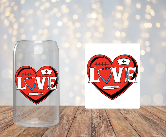 Heart love, nurse sticker