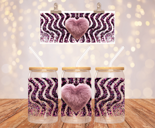 Purple Fuzzy Heart Sticker