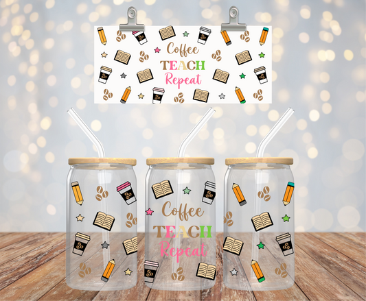 Coffee Teach Repeat Sticker