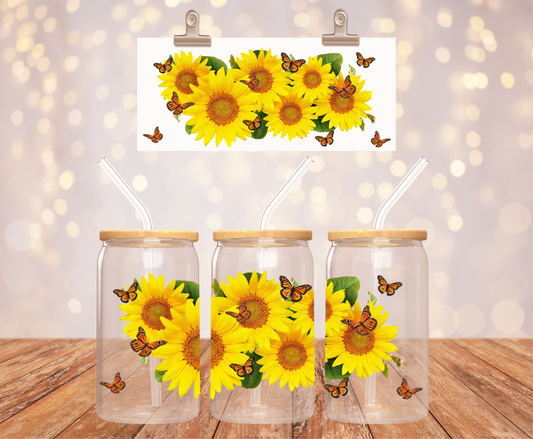 Butterfly Sunflower Sticker